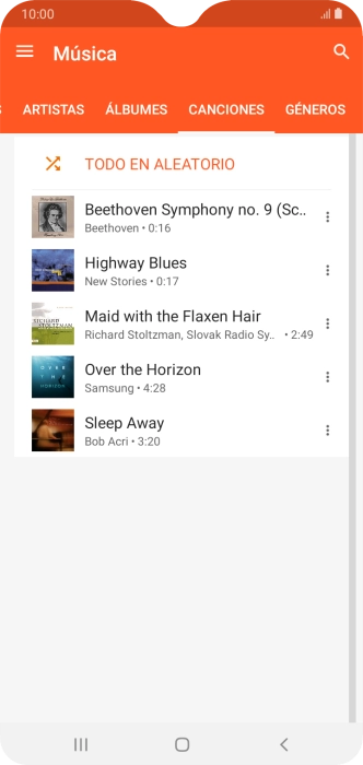 Pulsa el archivo de música deseado. Pulsa el archivo de música deseado.
