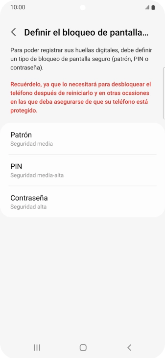 Pulsa el código de seguridad deseado y sigue las indicaciones de la pantalla para crear un código de seguridad del teléfono adicional. Pulsa el código de seguridad deseado y sigue las indicaciones de la pantalla para crear un código de seguridad del teléfono adicional.