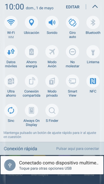 Pulsa Modo Avión para activar o desactivar la función.