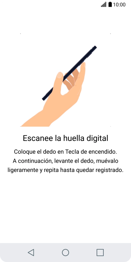 Sigue las indicaciones de la pantalla para crear una huella digital como código de seguridad. Sigue las indicaciones de la pantalla para crear una huella digital como código de seguridad.