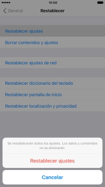 Pulsa Restablecer ajustes.