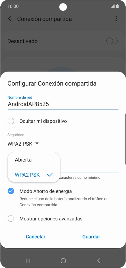 Pulsa WPA2 PSK para proteger la conexión wifi con una contraseña. Pulsa WPA2 PSK para proteger la conexión wifi con una contraseña.