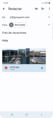 Pulsa el icono de envío cuando termines de escribir el correo electrónico. Pulsa el icono de envío cuando termines de escribir el correo electrónico.