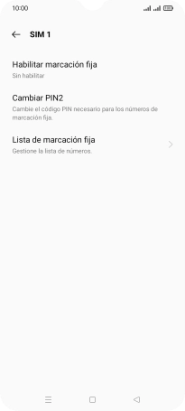 Pulsa Habilitar marcación fija. Pulsa Habilitar marcación fija.