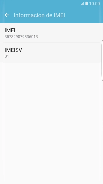El código IMEI aparece ahora en la pantalla. El código IMEI aparece ahora en la pantalla.