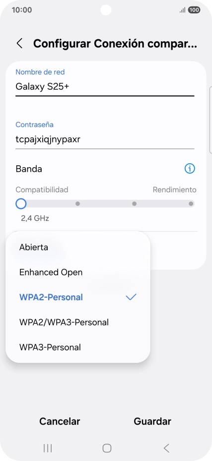 Pulsa WPA3-Personal para proteger la conexión wifi con una contraseña. Pulsa WPA3-Personal para proteger la conexión wifi con una contraseña.
