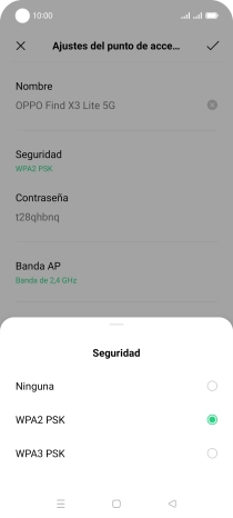 Pulsa WPA3 PSK para proteger la conexión wifi con una contraseña. Pulsa WPA3 PSK para proteger la conexión wifi con una contraseña.