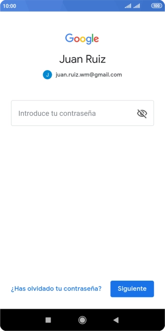 Pulsa Introduce tu contraseña e introduce la contraseña de tu cuenta de Google. Pulsa Introduce tu contraseña e introduce la contraseña de tu cuenta de Google.