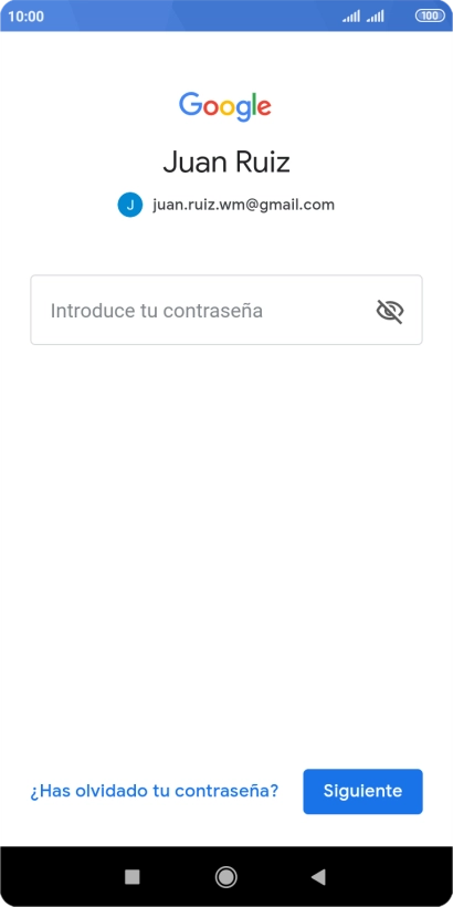 Pulsa Introduce tu contraseña e introduce la contraseña de tu cuenta de Google. Pulsa Introduce tu contraseña e introduce la contraseña de tu cuenta de Google.