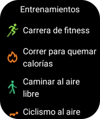 Pulsa el tipo de entrenamiento deseado.
