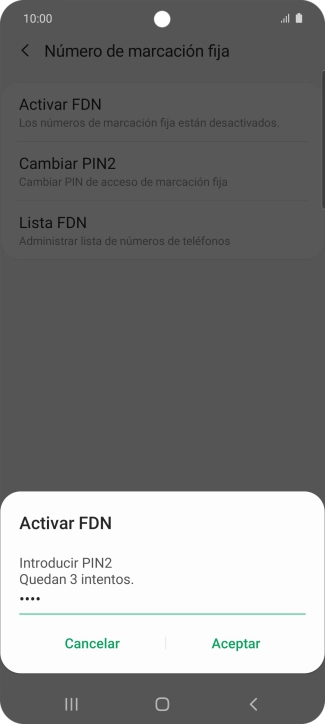 Introduce el código PIN2 y pulsa Aceptar. Introduce el código PIN2 y pulsa Aceptar.