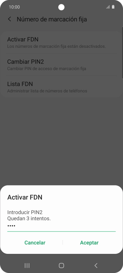 Introduce el código PIN2 y pulsa Aceptar. Introduce el código PIN2 y pulsa Aceptar.