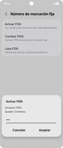 Introduce el código PIN2 y pulsa Aceptar.