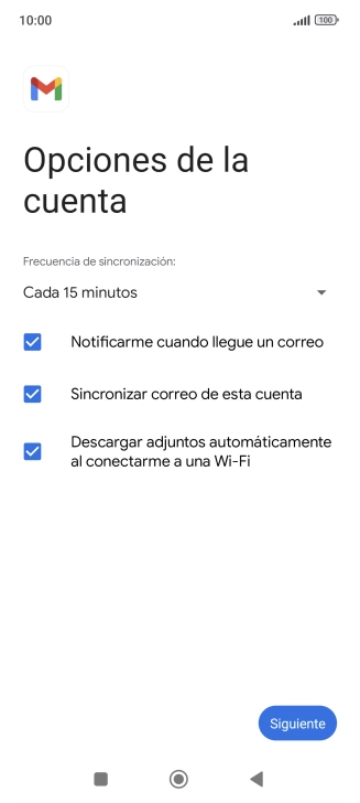 Si aparece en la pantalla esta imagen, tu cuenta de correo electrónico ha sido reconocida y configurada automáticamente. Sigue las indicaciones de la pantalla para introducir más información y terminar la configuración. Si aparece en la pantalla esta imagen, tu cuenta de correo electrónico ha sido reconocida y configurada automáticamente. Sigue las indicaciones de la pantalla para introducir más información y terminar la configuración.