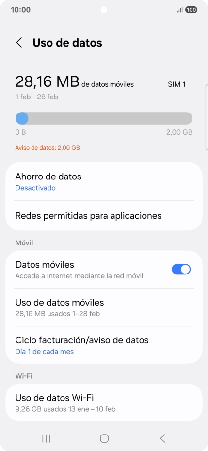 El consumo total de datos se visualiza ahora en la pantalla. El consumo total de datos se visualiza ahora en la pantalla.