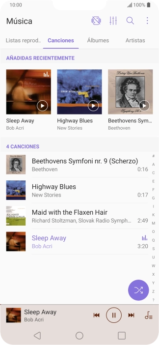 Pulsa el título de la canción en la parte inferior de la pantalla. Pulsa el título de la canción en la parte inferior de la pantalla.