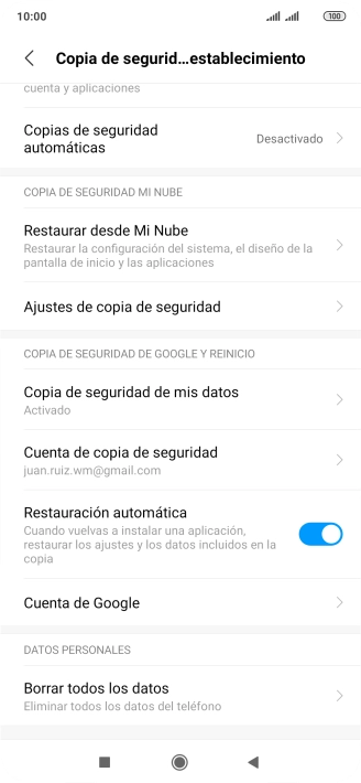 Pulsa Borrar todos los datos. Pulsa Borrar todos los datos.