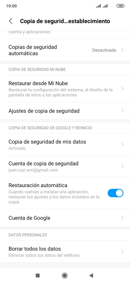Pulsa Borrar todos los datos. Pulsa Borrar todos los datos.