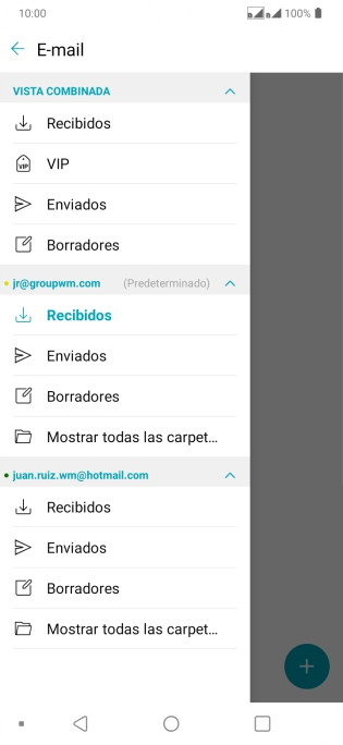 Pulsa Recibidos bajo la cuenta de correo electrónico deseada. Pulsa Recibidos bajo la cuenta de correo electrónico deseada.