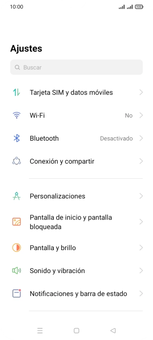 Pulsa Tarjeta SIM y datos móviles.