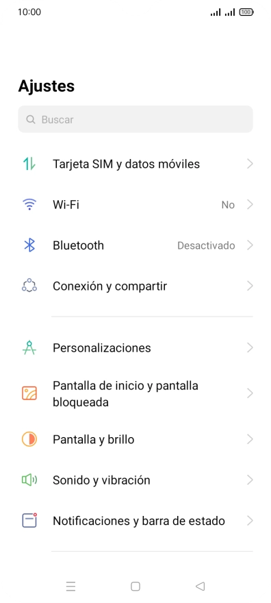 Pulsa Tarjeta SIM y datos móviles.