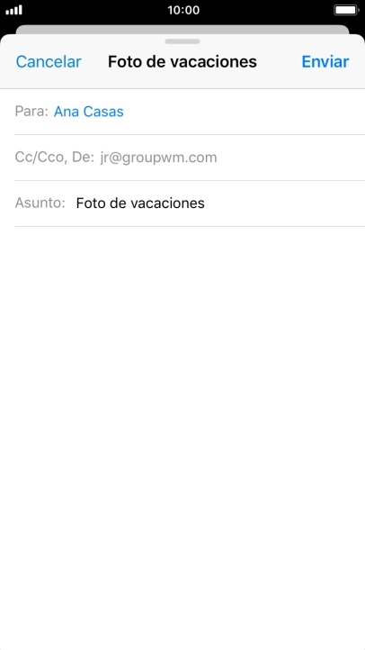 Pulsa en el campo de escritura y escribe el texto del correo electrónico. Pulsa en el campo de escritura y escribe el texto del correo electrónico.
