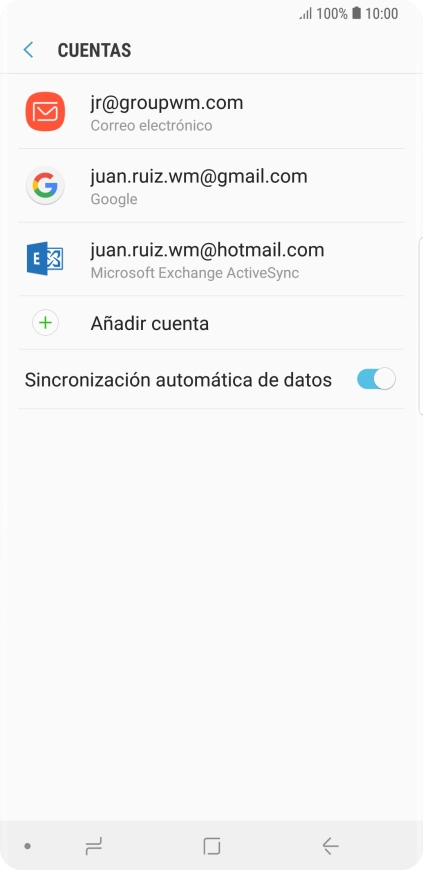 Si aparece en la pantalla esta imagen, tu cuenta de correo electrónico ha sido reconocida y configurada automáticamente. Sigue las indicaciones de la pantalla para introducir más información y terminar la configuración. Si aparece en la pantalla esta imagen, tu cuenta de correo electrónico ha sido reconocida y configurada automáticamente. Sigue las indicaciones de la pantalla para introducir más información y terminar la configuración.