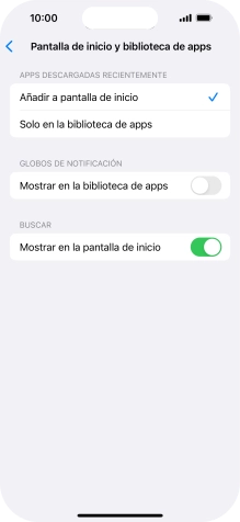 Para añadir nuevas apps descargadas a la pantalla de inicio y a la biblioteca de apps, pulsa Añadir a pantalla de inicio. Para añadir nuevas apps descargadas a la pantalla de inicio y a la biblioteca de apps, pulsa Añadir a pantalla de inicio.