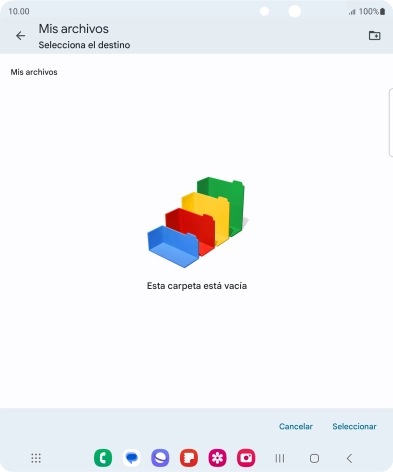 Si deseas crear una nueva carpeta, pulsa el icono de nueva carpeta y sigue las indicaciones de la pantalla para crearla. Si deseas crear una nueva carpeta, pulsa el icono de nueva carpeta y sigue las indicaciones de la pantalla para crearla.