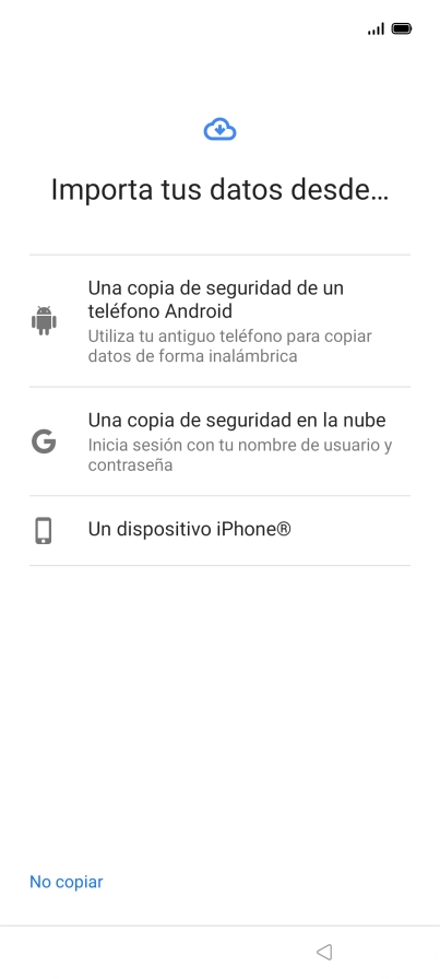 Pulsa el modo de transferencia deseado y sigue las instrucciones de la pantalla para transferir el contenido. Pulsa el modo de transferencia deseado y sigue las instrucciones de la pantalla para transferir el contenido.