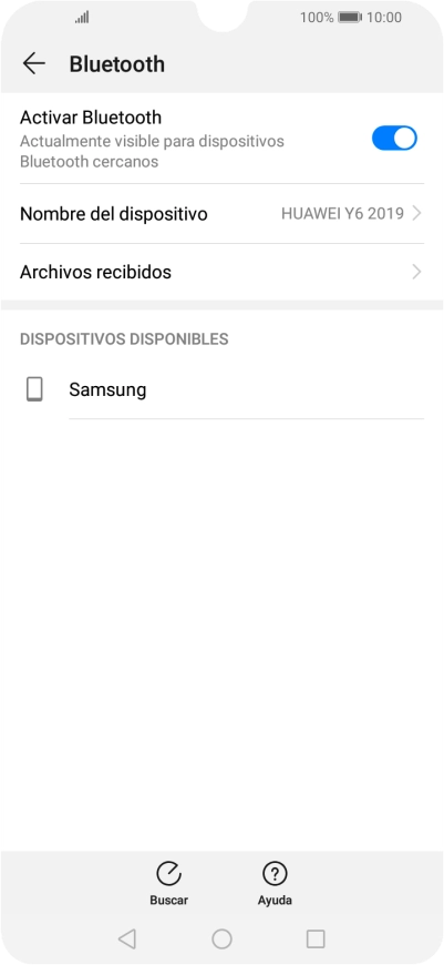 Pulsa el dispositivo Bluetooth deseado y sigue las indicaciones de la pantalla para vincular el dispositivo al teléfono. Pulsa el dispositivo Bluetooth deseado y sigue las indicaciones de la pantalla para vincular el dispositivo al teléfono.