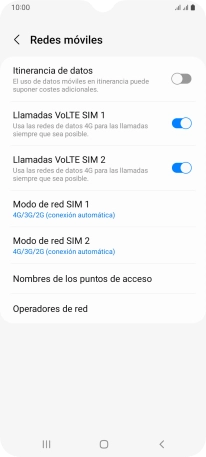 Pulsa Modo de red junto a la tarjeta SIM deseada.