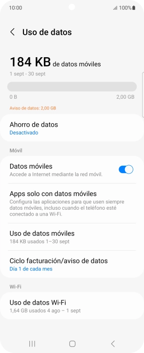 El consumo total de datos se visualiza ahora en la pantalla. El consumo total de datos se visualiza ahora en la pantalla.