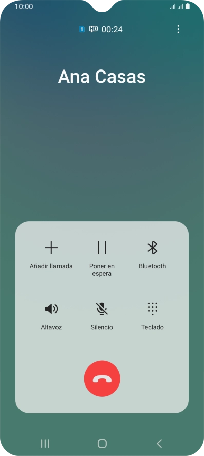 Pulsa el icono de finalizar llamada. Pulsa el icono de finalizar llamada.