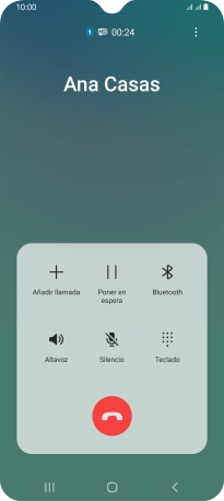 Pulsa el icono de finalizar llamada. Pulsa el icono de finalizar llamada.
