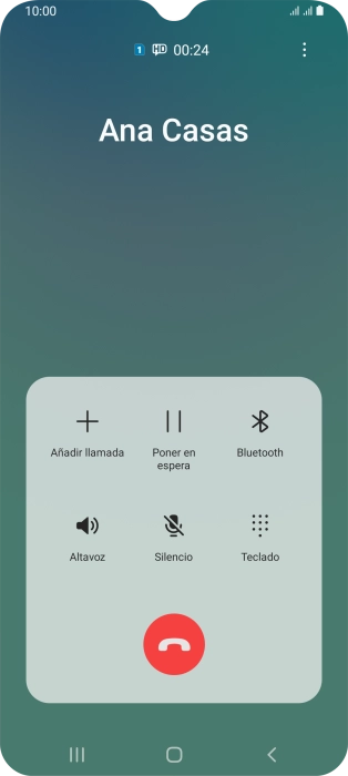 Pulsa el icono de finalizar llamada. Pulsa el icono de finalizar llamada.