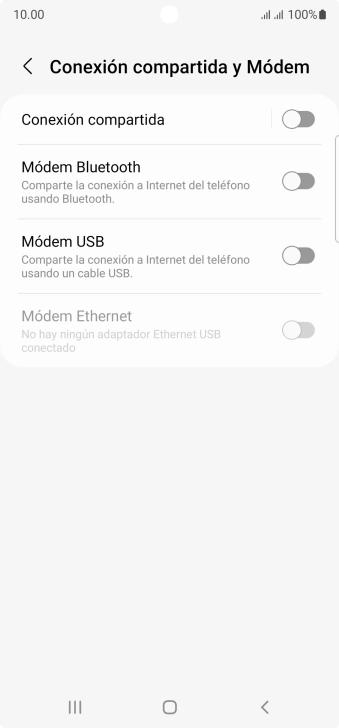 Pulsa Conexión compartida. Pulsa Conexión compartida.