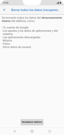 Pulsa Restablecer teléfono.