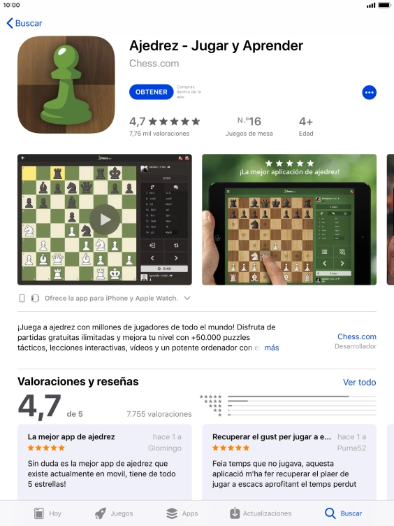 Pulsa OBTENER y sigue las indicaciones de la pantalla para instalar la app.