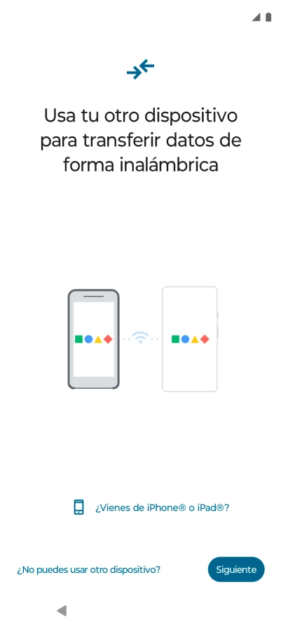 Sigue las indicaciones de la pantalla para transferir contenido desde otro teléfono. Sigue las indicaciones de la pantalla para transferir contenido desde otro teléfono.