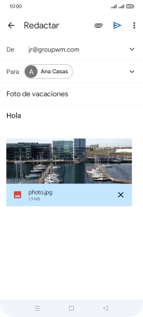 Pulsa el icono de envío cuando termines de escribir el correo electrónico. Pulsa el icono de envío cuando termines de escribir el correo electrónico.