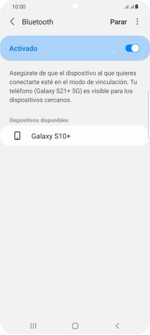 Pulsa el dispositivo Bluetooth deseado y sigue las indicaciones de la pantalla para vincular el dispositivo al teléfono. Pulsa el dispositivo Bluetooth deseado y sigue las indicaciones de la pantalla para vincular el dispositivo al teléfono.