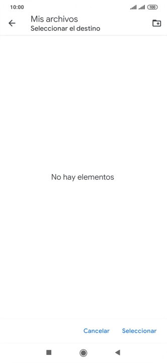 Si deseas crear una nueva carpeta, pulsa el icono de nueva carpeta y sigue las indicaciones de la pantalla para crearla. Si deseas crear una nueva carpeta, pulsa el icono de nueva carpeta y sigue las indicaciones de la pantalla para crearla.
