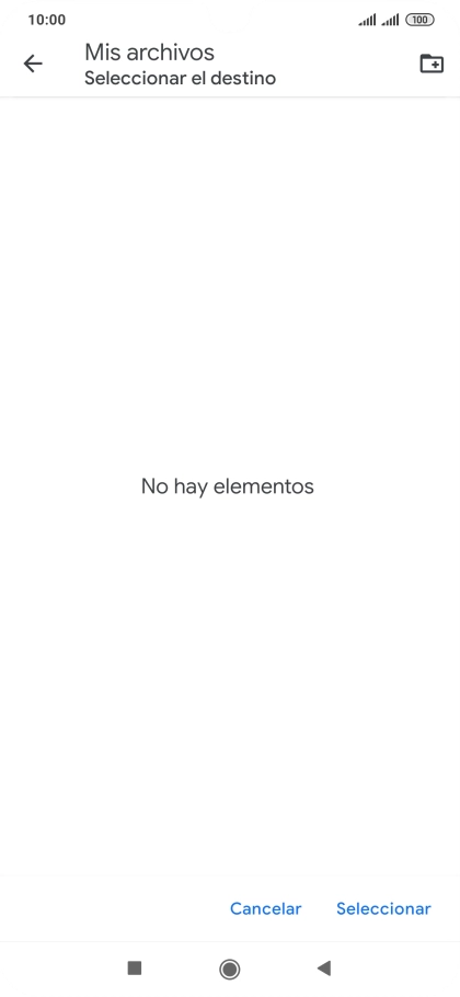 Si deseas crear una nueva carpeta, pulsa el icono de nueva carpeta y sigue las indicaciones de la pantalla para crearla. Si deseas crear una nueva carpeta, pulsa el icono de nueva carpeta y sigue las indicaciones de la pantalla para crearla.