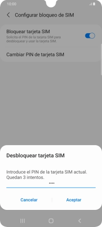 Introduce tu código PIN y pulsa Aceptar. Introduce tu código PIN y pulsa Aceptar.