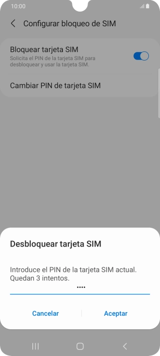 Introduce tu código PIN y pulsa Aceptar. Introduce tu código PIN y pulsa Aceptar.