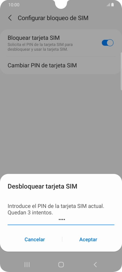 Introduce tu código PIN y pulsa Aceptar. Introduce tu código PIN y pulsa Aceptar.