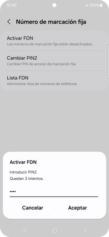 Introduce el código PIN2 y pulsa Aceptar. Introduce el código PIN2 y pulsa Aceptar.