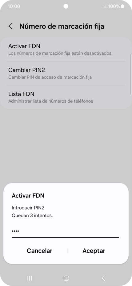 Introduce el código PIN2 y pulsa Aceptar. Introduce el código PIN2 y pulsa Aceptar.