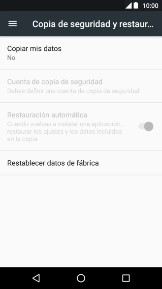 Pulsa Restablecer datos de fábrica. Pulsa Restablecer datos de fábrica.